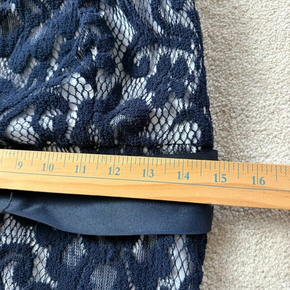 Betsy & Adam Lace Blue Floral Evening Dress Prom Homecoming Sz 10 - Picture 9 of 10